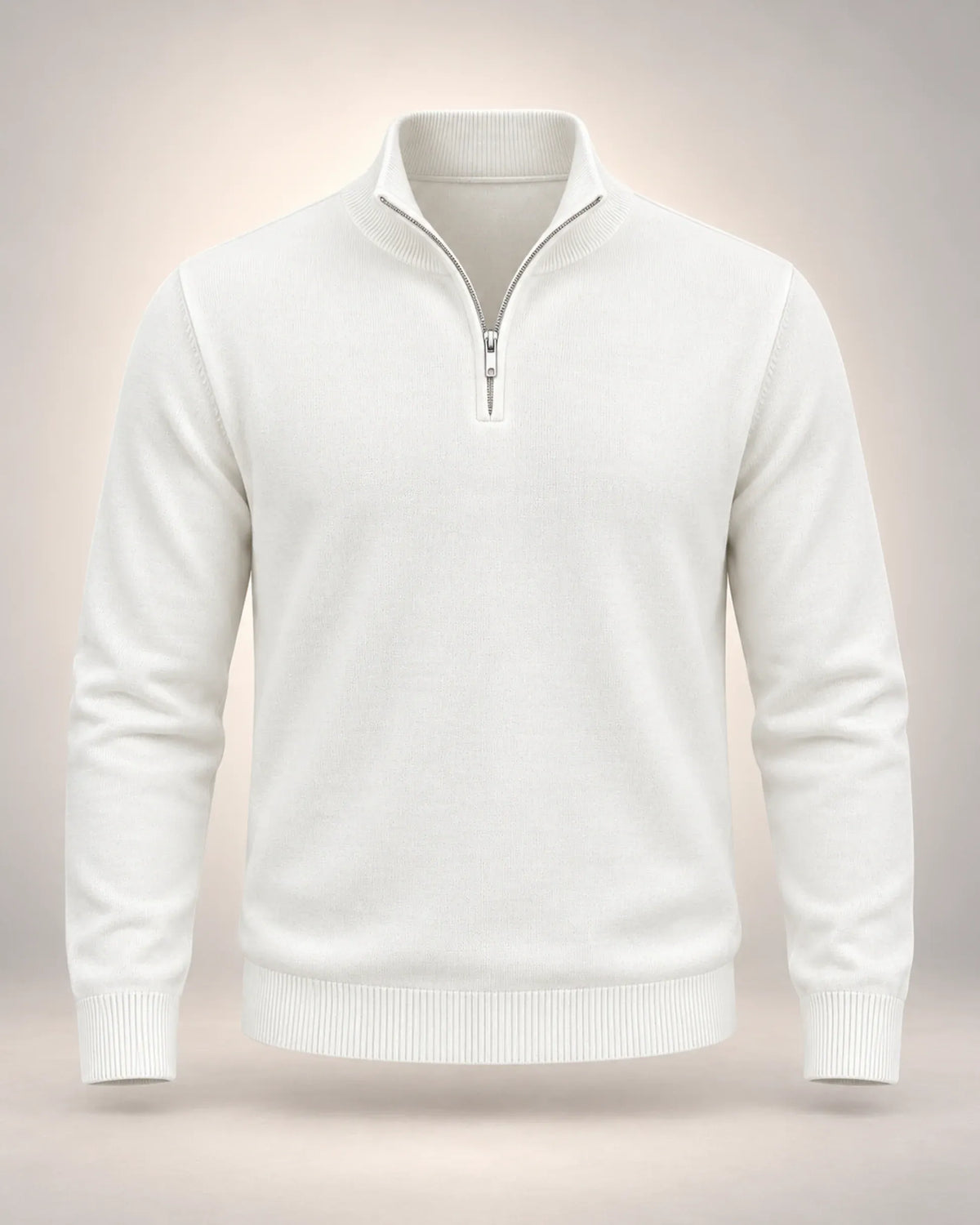 Men's Half-Zip Knitted Jumper with Stand Collar in the Clear colour option