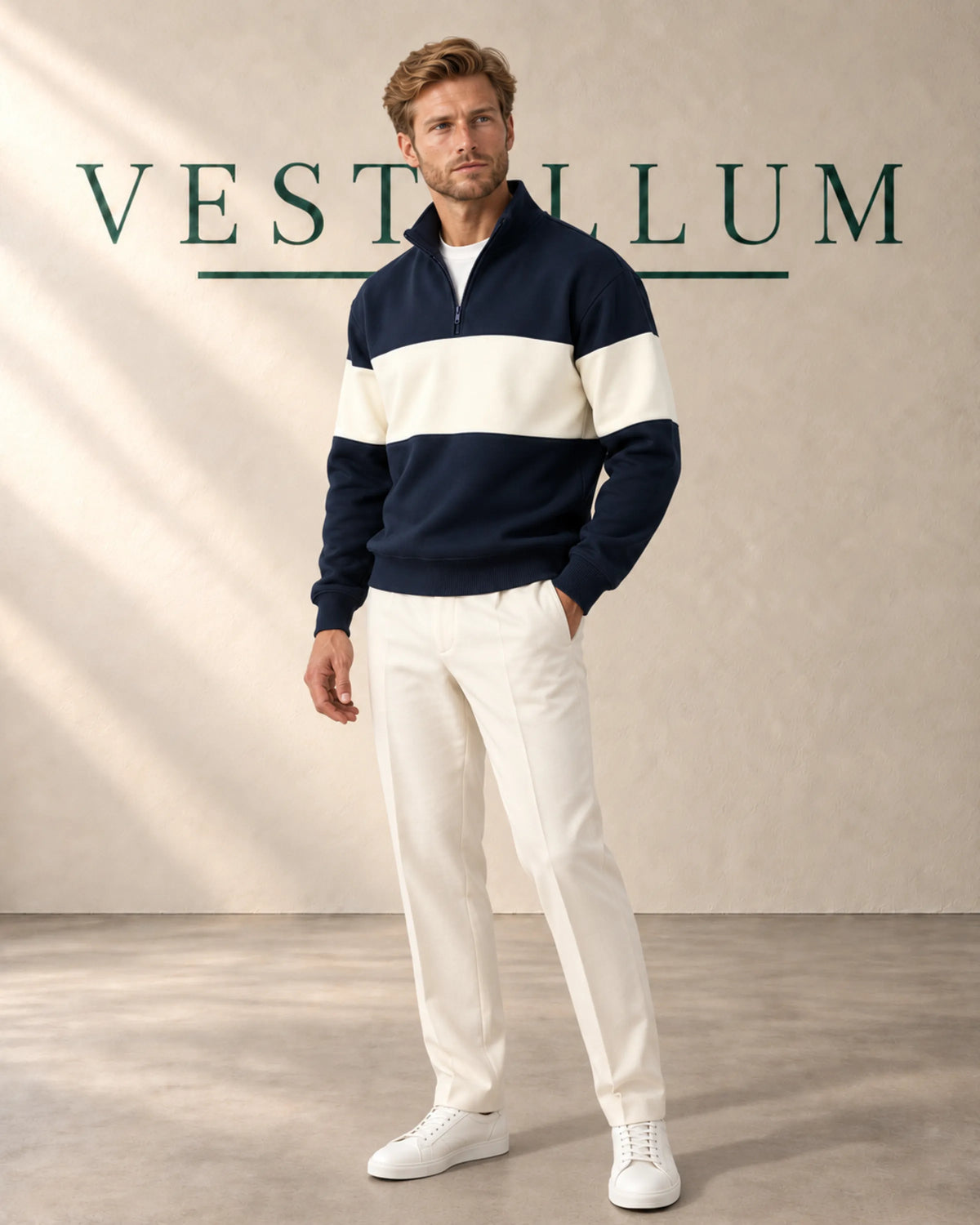 Men's Colourblock Half-Zip Sweatshirt, product photo 2