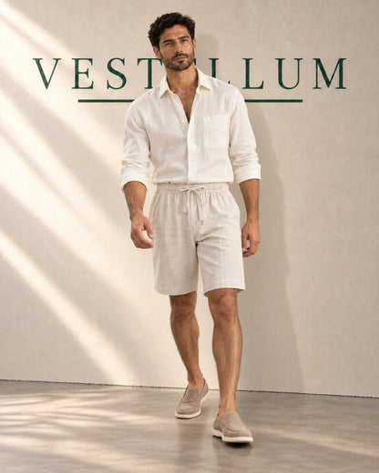 Men's Relaxed Linen Drawstring Shorts, product photo 2