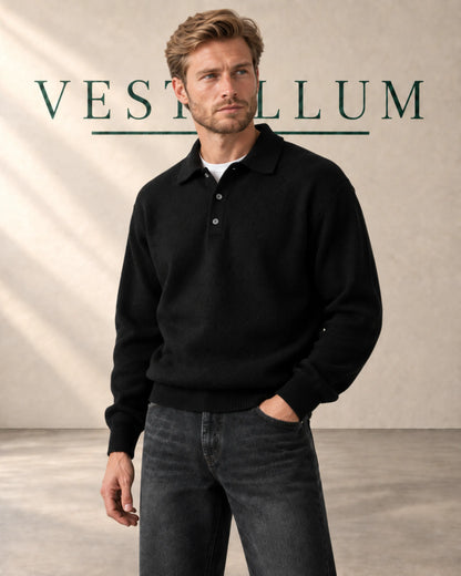 Men's Drop-Shoulder Knitted Polo Jumper, product photo 1