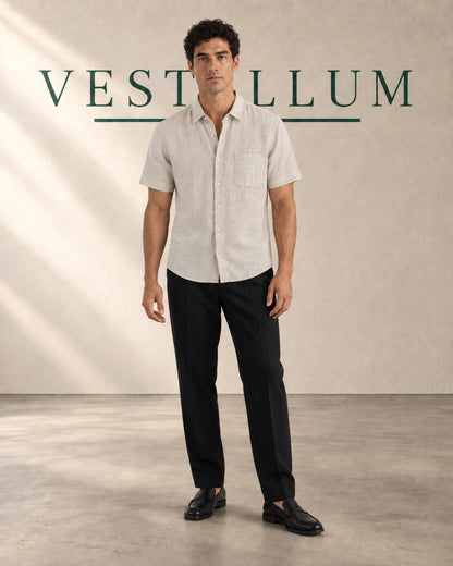 Men's Short-Sleeve Linen Shirt with Chest Pocket, product photo 2
