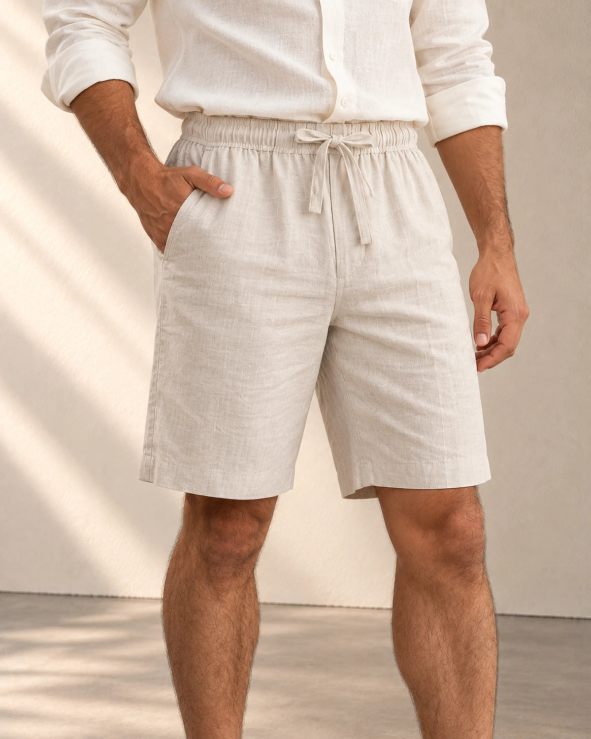 Men's Relaxed Linen Drawstring Shorts, product photo 1