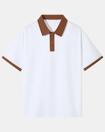 Men's Tipped Collar Knit Polo Shirt in brown