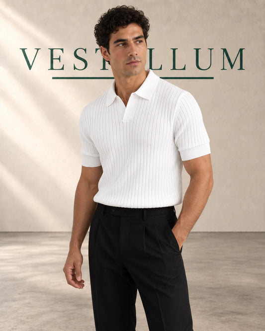 Men's Classic Fine-Ribbed Knit Polo Shirt, product photo 1