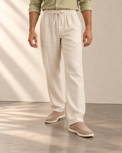 Men's Straight-Leg Linen Drawstring Trousers, product photo 1