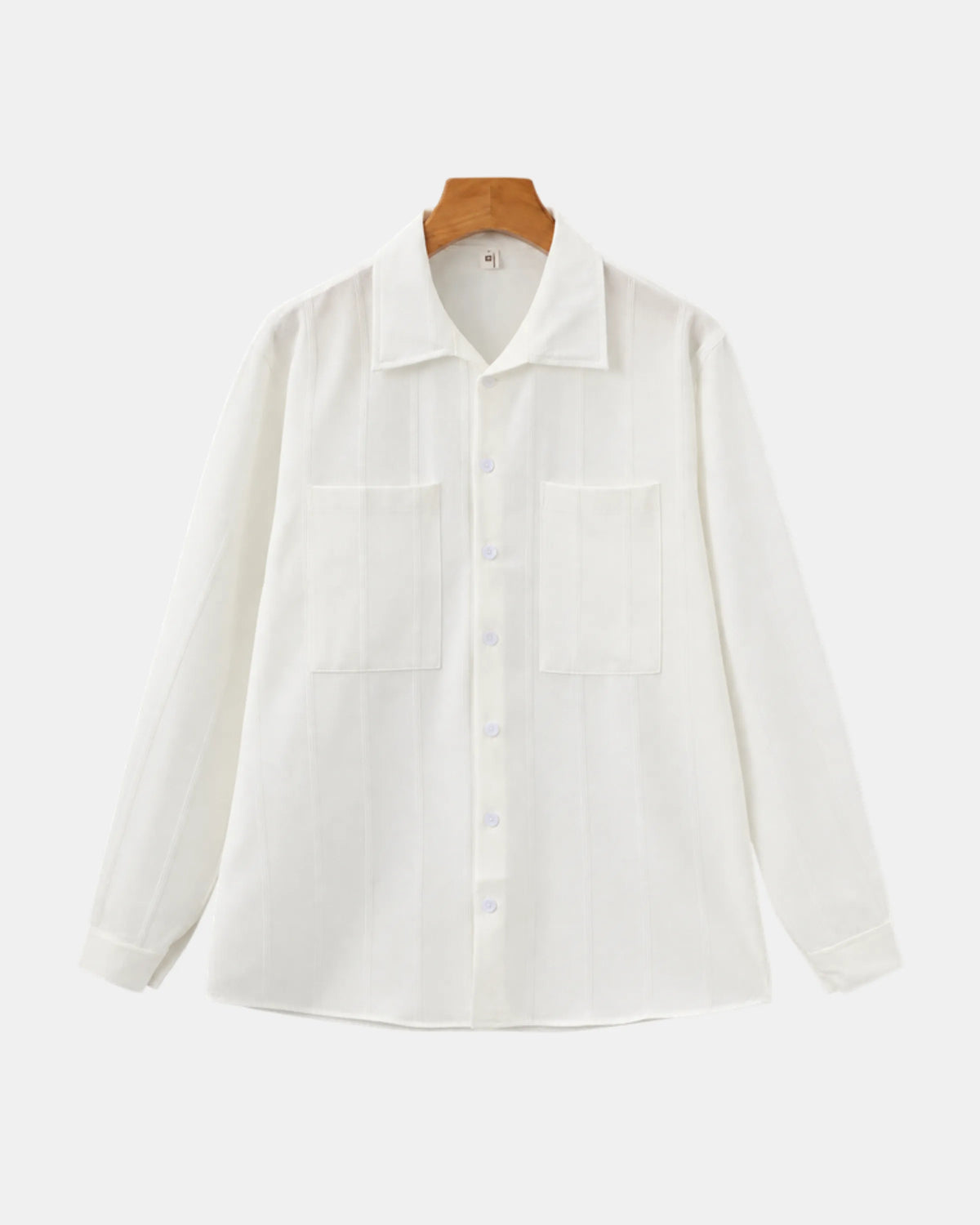 Men's Ribbed Textured Long-Sleeve Shirt in white