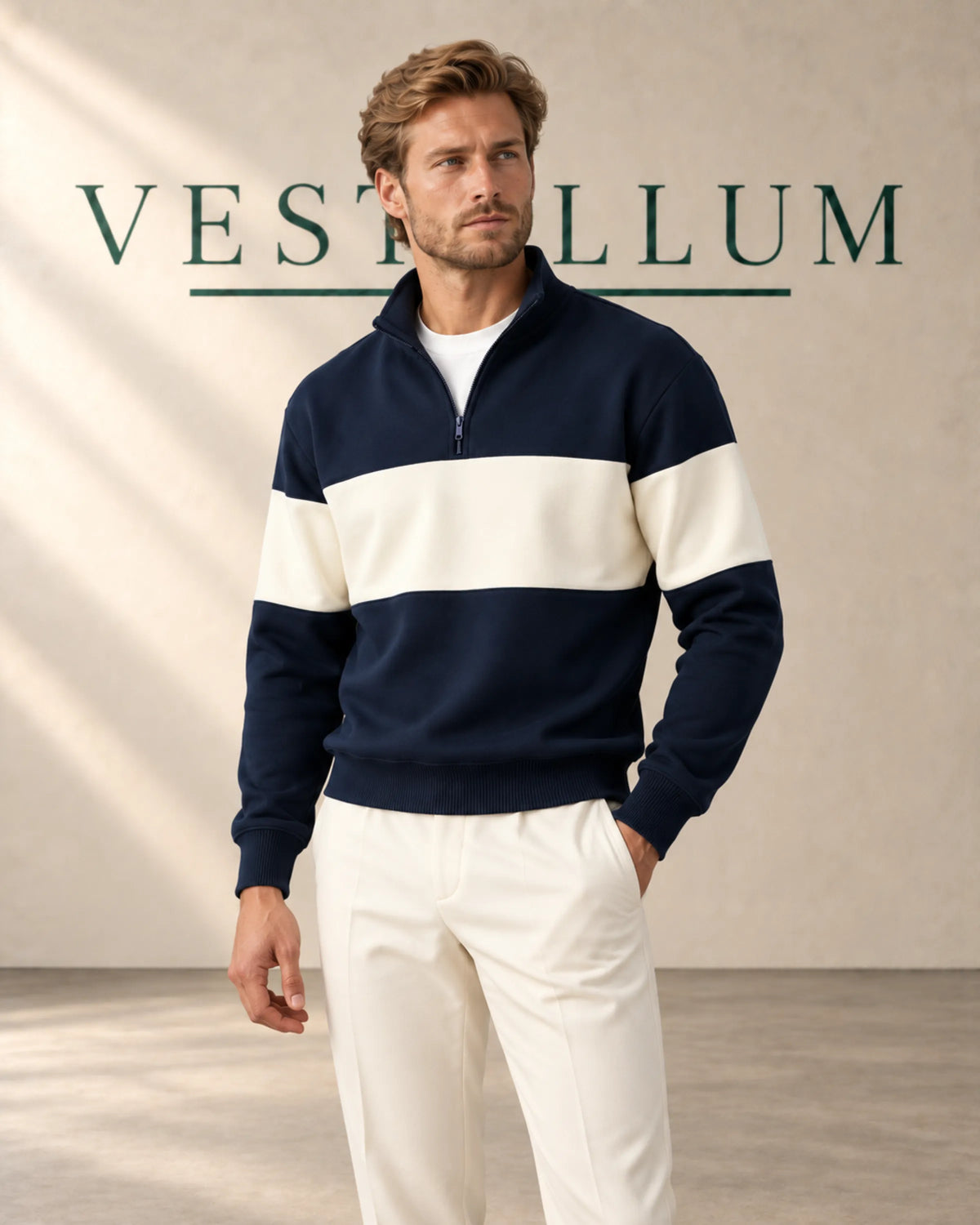 Men's Colourblock Half-Zip Sweatshirt, product photo 1