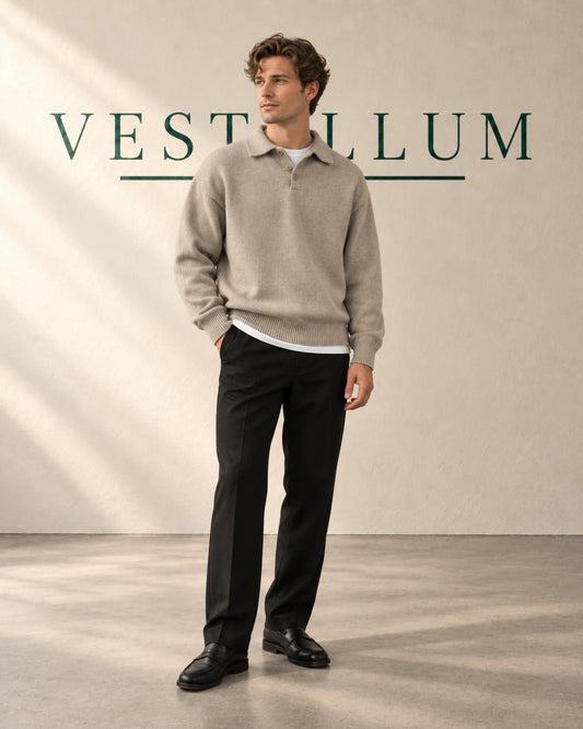 Men's Wool Polo-Collar Jumper with Button Placket, product photo 1