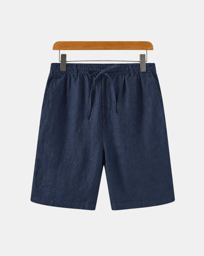 Men's Relaxed Linen Drawstring Shorts in blue