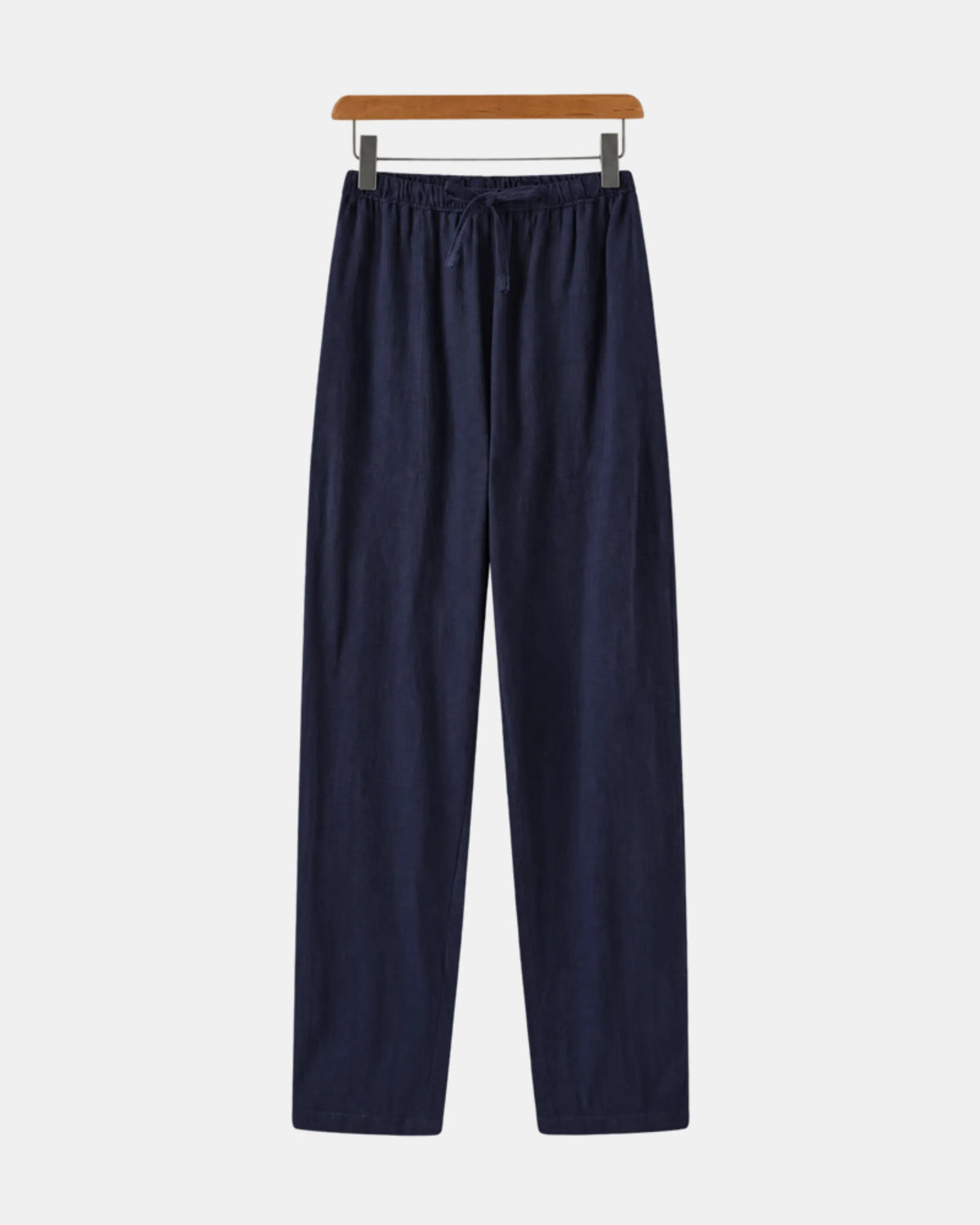 Men's Straight-Leg Linen Drawstring Trousers in blue