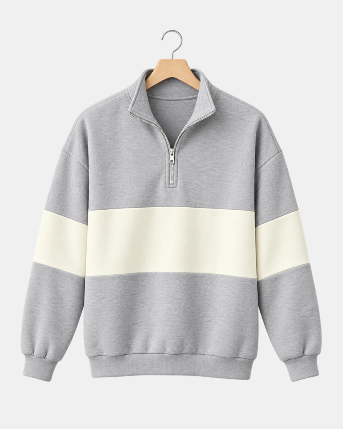 Men's Colourblock Half-Zip Sweatshirt in light grey