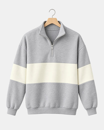 Men's Colourblock Half-Zip Sweatshirt in light grey