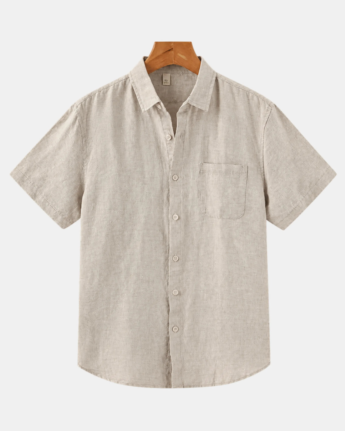 Men's Short-Sleeve Linen Shirt with Chest Pocket in beige