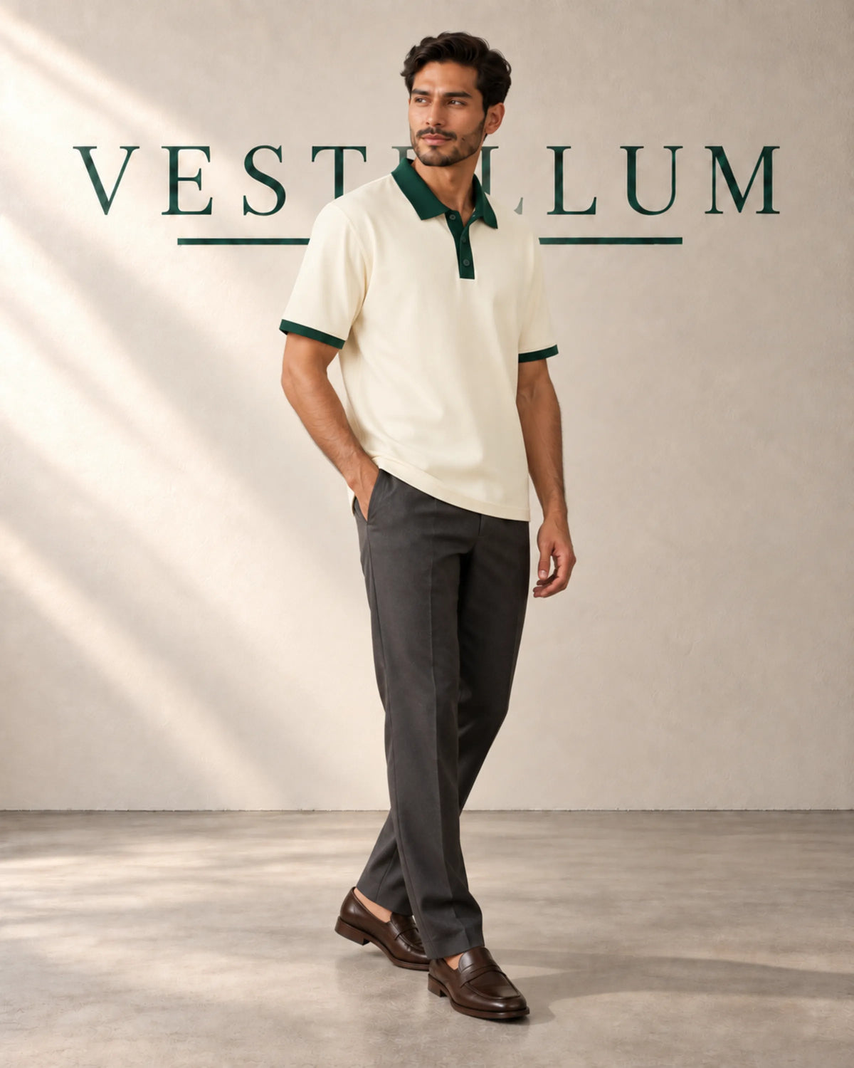 Men's Tipped Collar Knit Polo Shirt, product photo 1