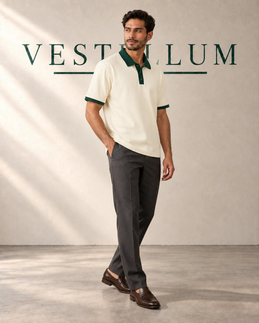 Men's Tipped Collar Knit Polo Shirt, product photo 1