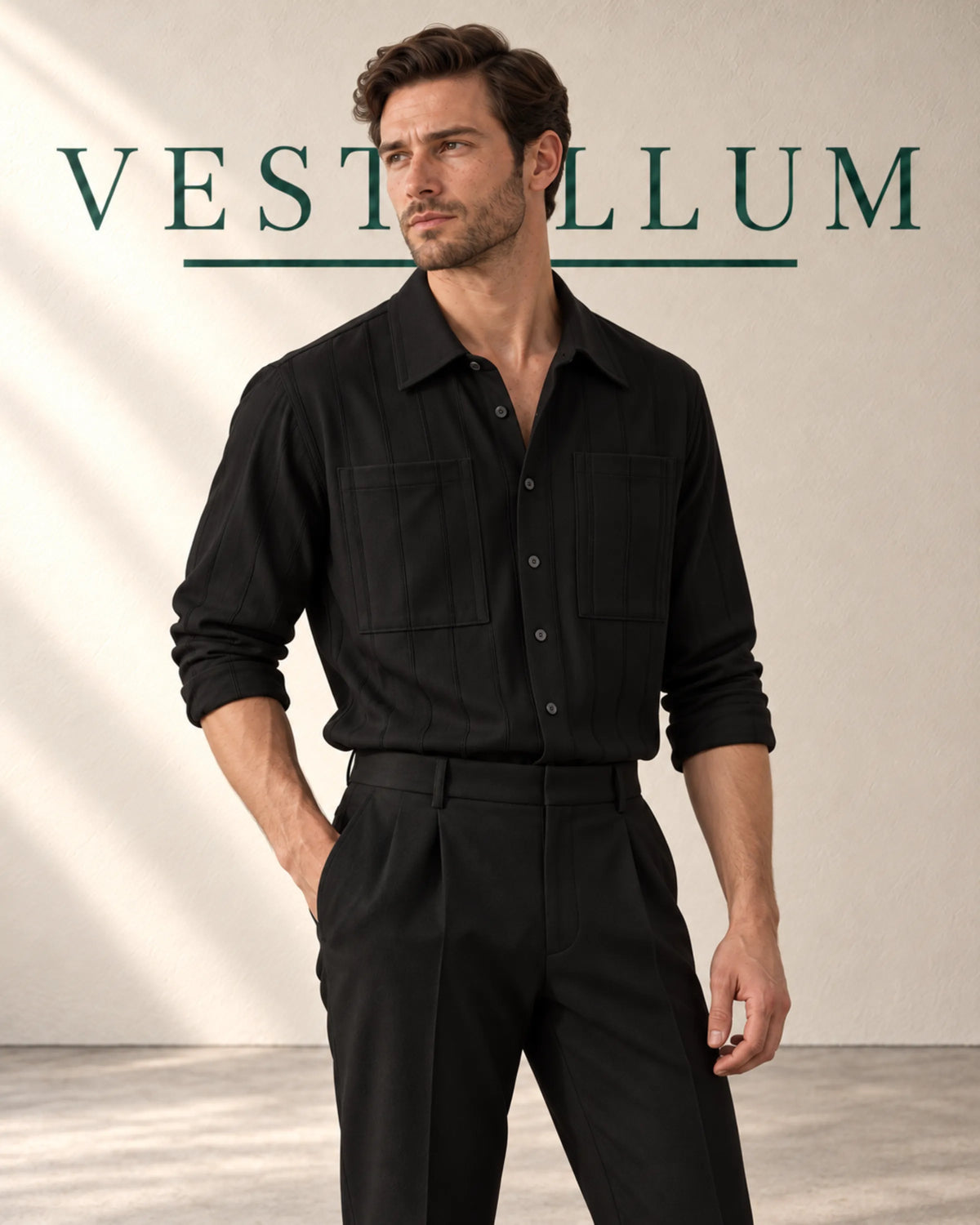 Men's Ribbed Textured Long-Sleeve Shirt, product photo 1