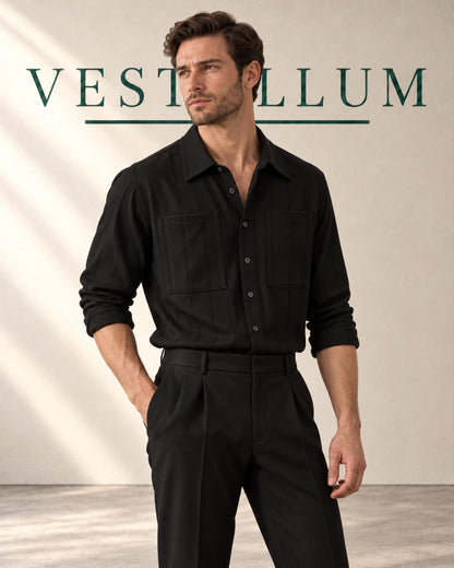 Men's Ribbed Textured Long-Sleeve Shirt, product photo 1