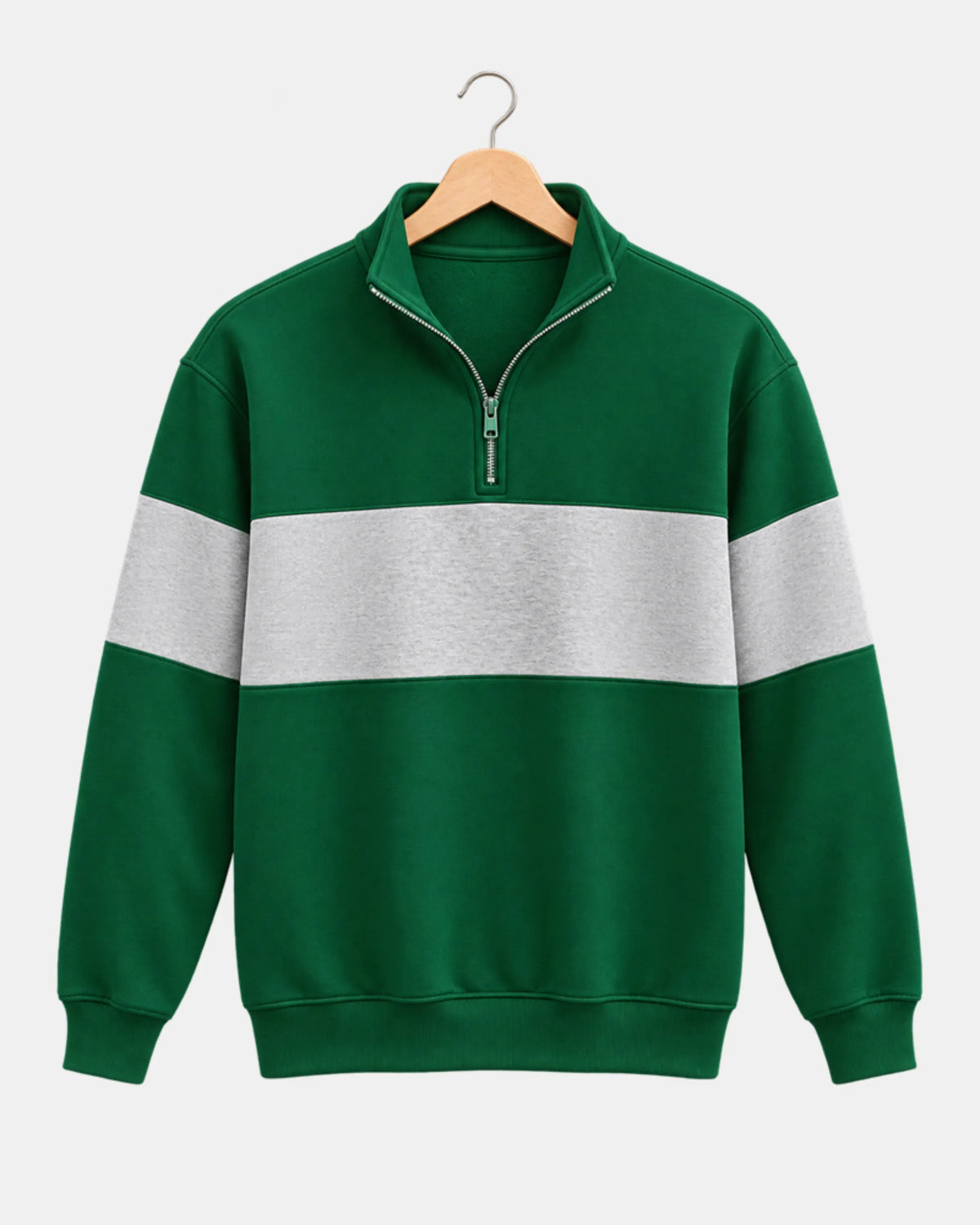 Men's Colourblock Half-Zip Sweatshirt in green