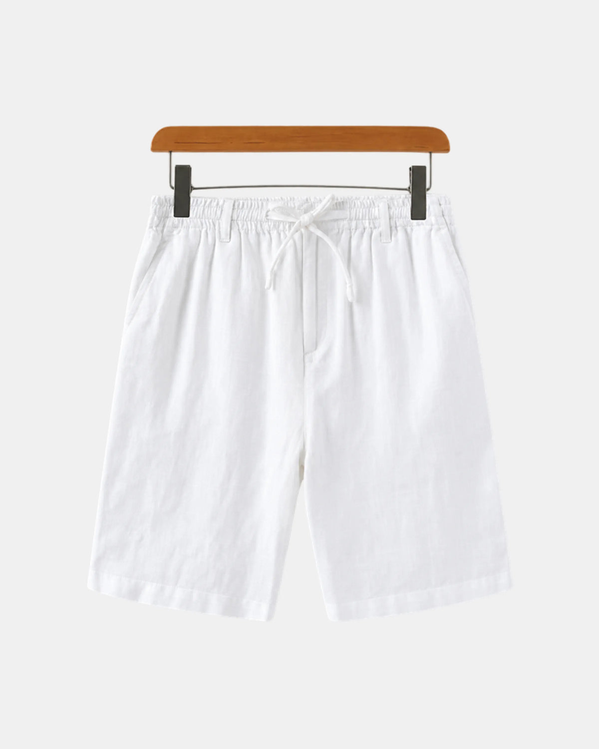 Men's Relaxed Linen Drawstring Shorts in white