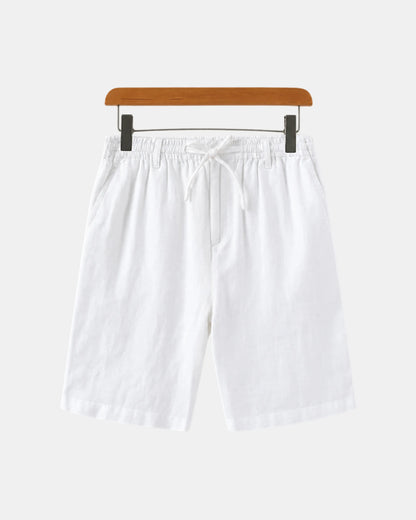 Men's Relaxed Linen Drawstring Shorts in white