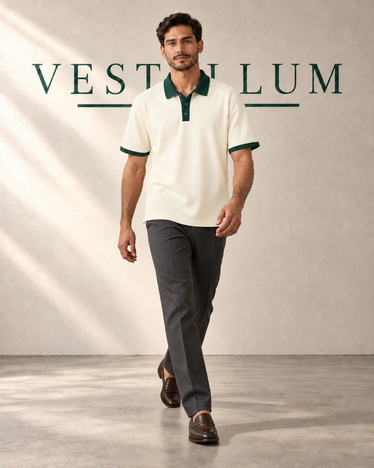 Men's Tipped Collar Knit Polo Shirt, product photo 3