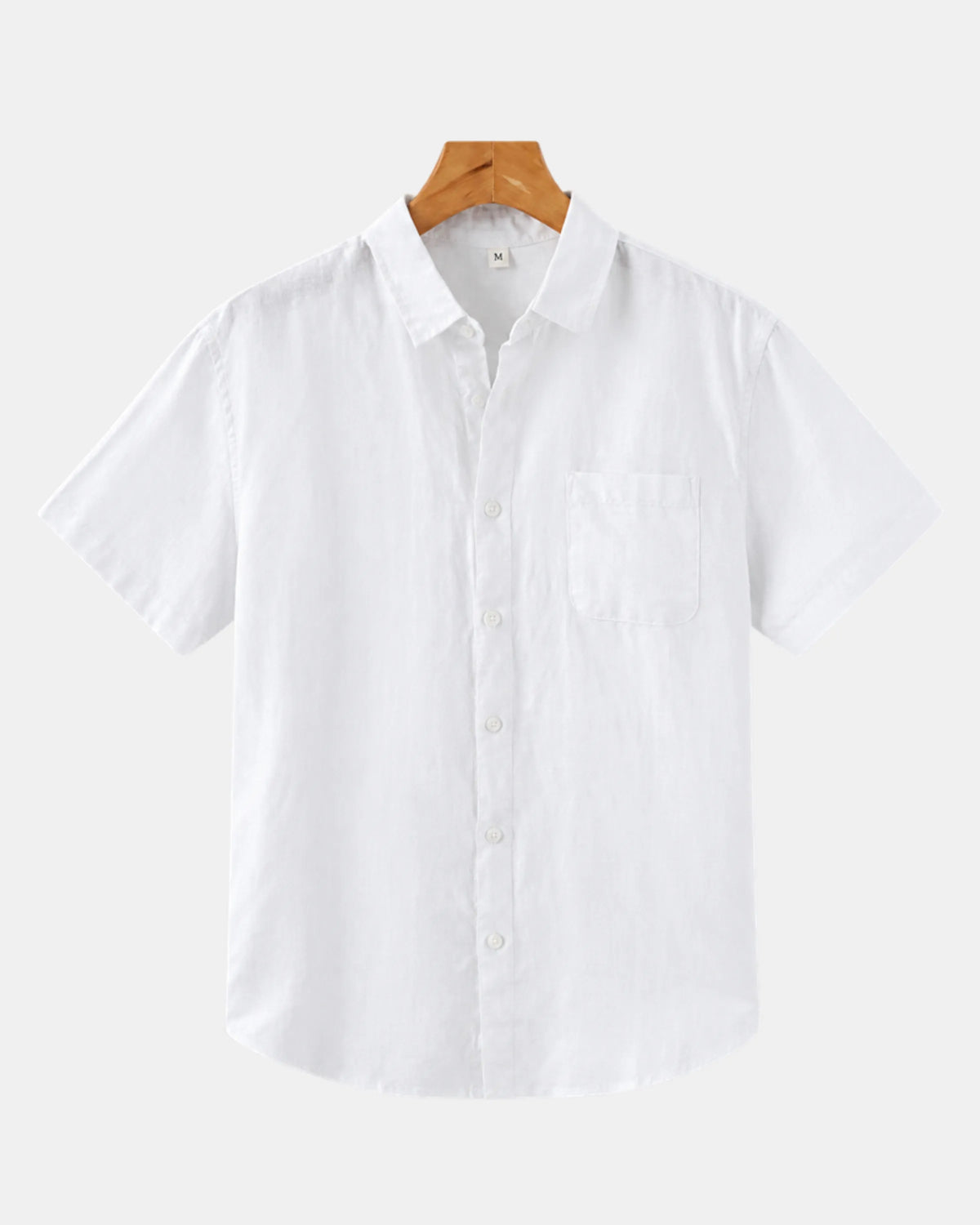 Men's Short-Sleeve Linen Shirt with Chest Pocket in white