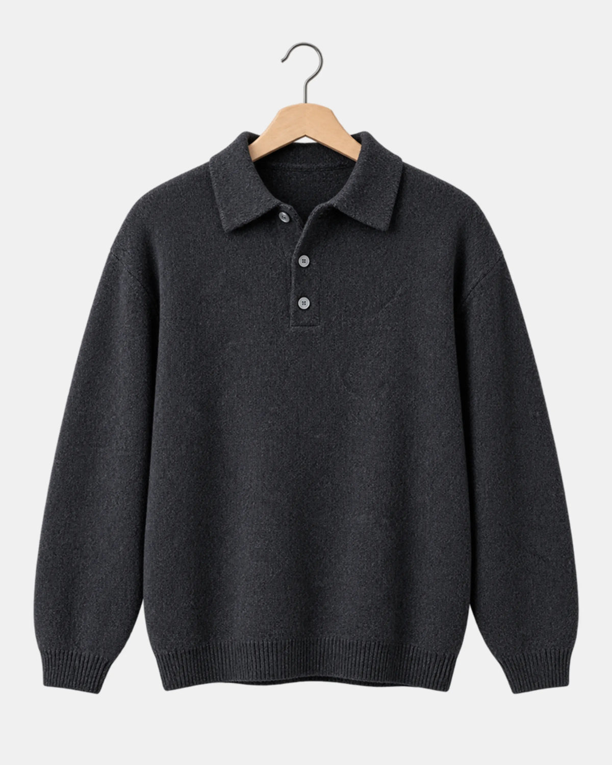 Men's Drop-Shoulder Knitted Polo Jumper in navy