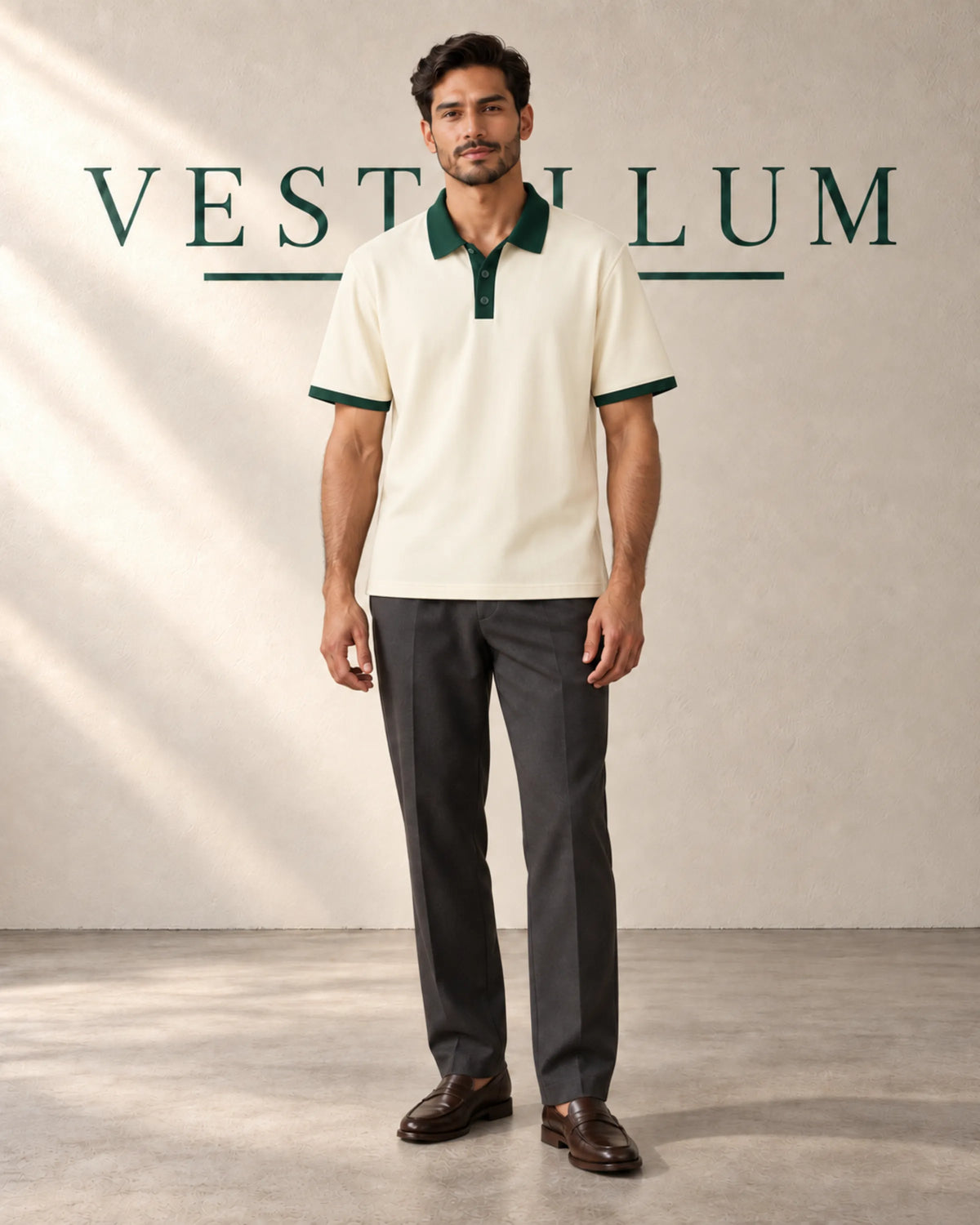 Men's Tipped Collar Knit Polo Shirt, product photo 2