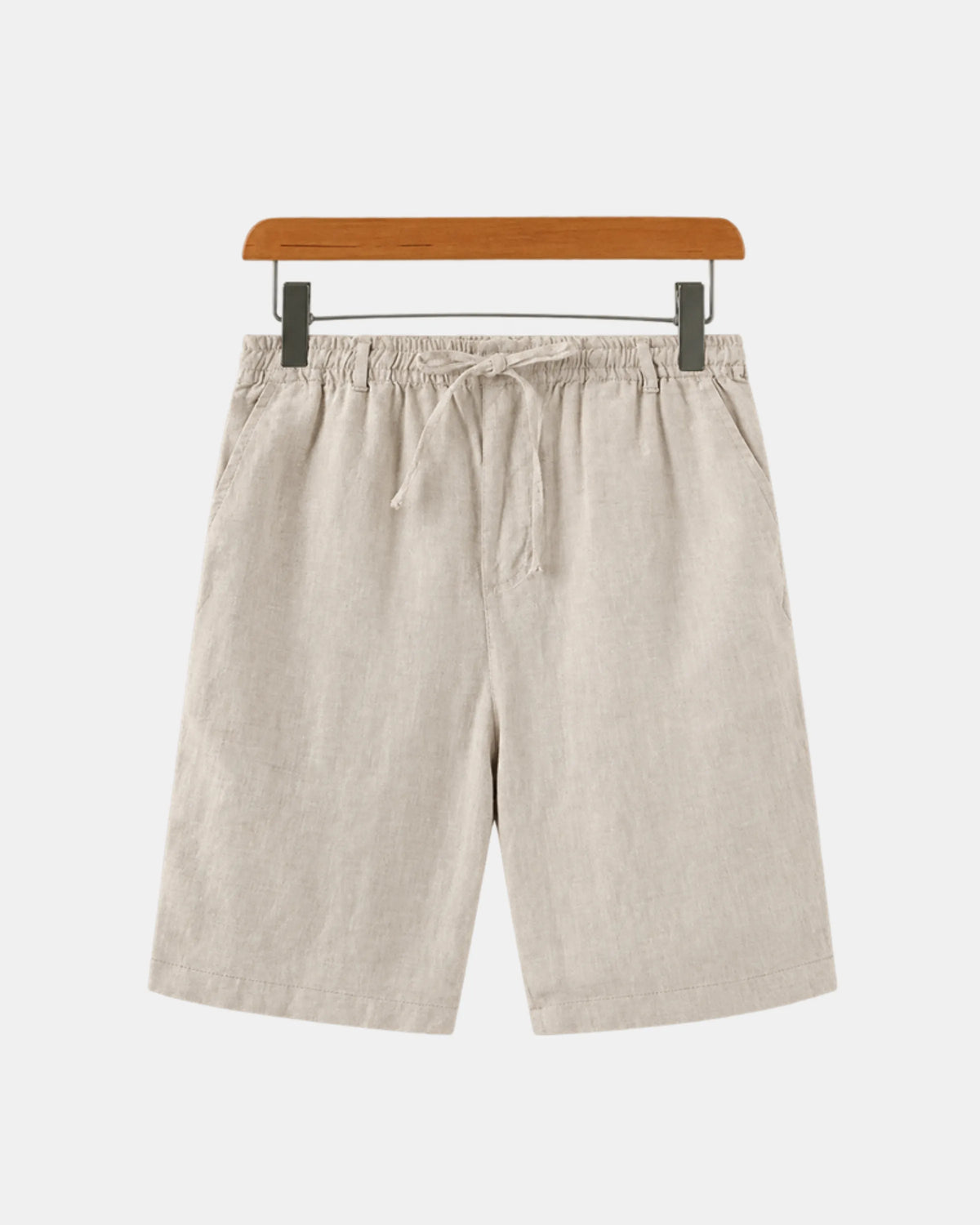 Men's Relaxed Linen Drawstring Shorts in beige