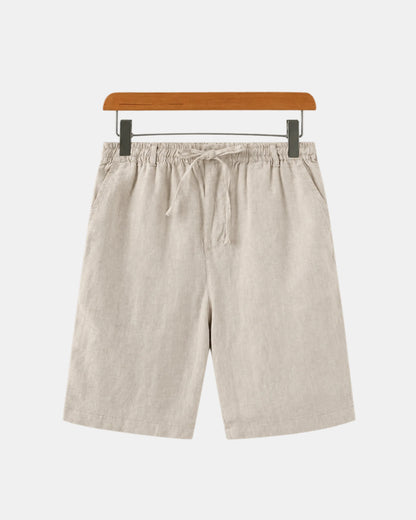 Men's Relaxed Linen Drawstring Shorts in beige