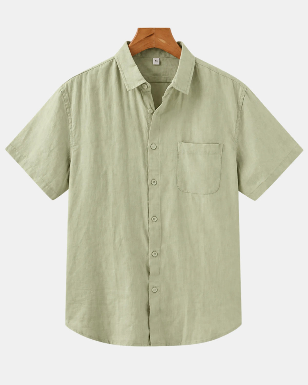 Men's Short-Sleeve Linen Shirt with Chest Pocket in mint green