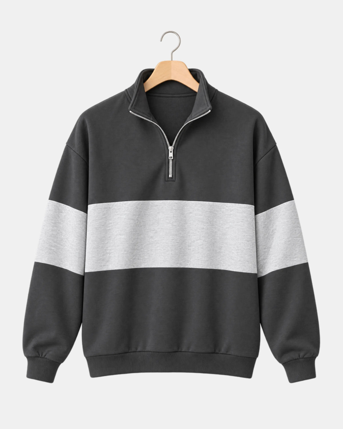 Men's Colourblock Half-Zip Sweatshirt in charcoal & grey