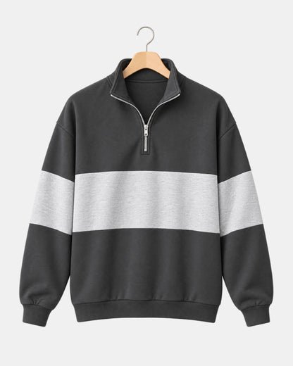 Men's Colourblock Half-Zip Sweatshirt in charcoal & grey