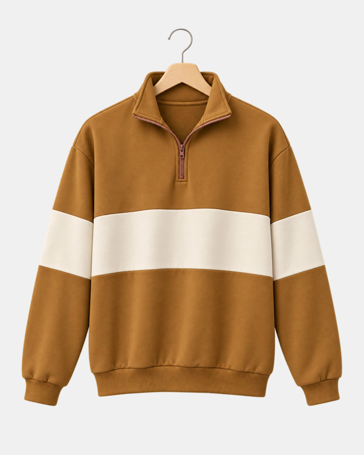 Men's Colourblock Half-Zip Sweatshirt in brown
