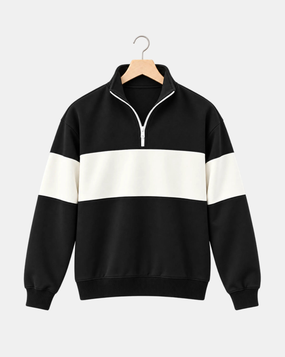 Men's Colourblock Half-Zip Sweatshirt in black