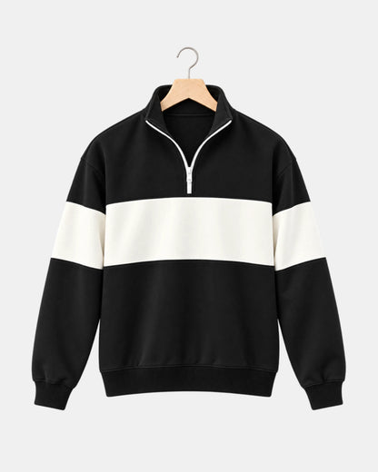 Men's Colourblock Half-Zip Sweatshirt in black