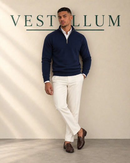 Men's Half-Zip Knitted Jumper with Stand Collar, product photo 2