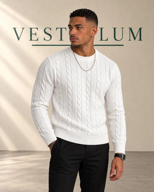 Men's Cable-Knit Crew Neck Jumper, product photo 1