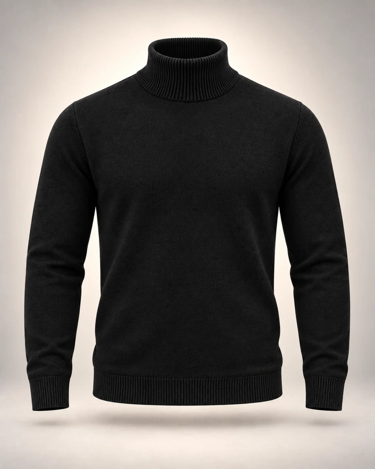 Men's High-Neck Fine Knit Jumper in black