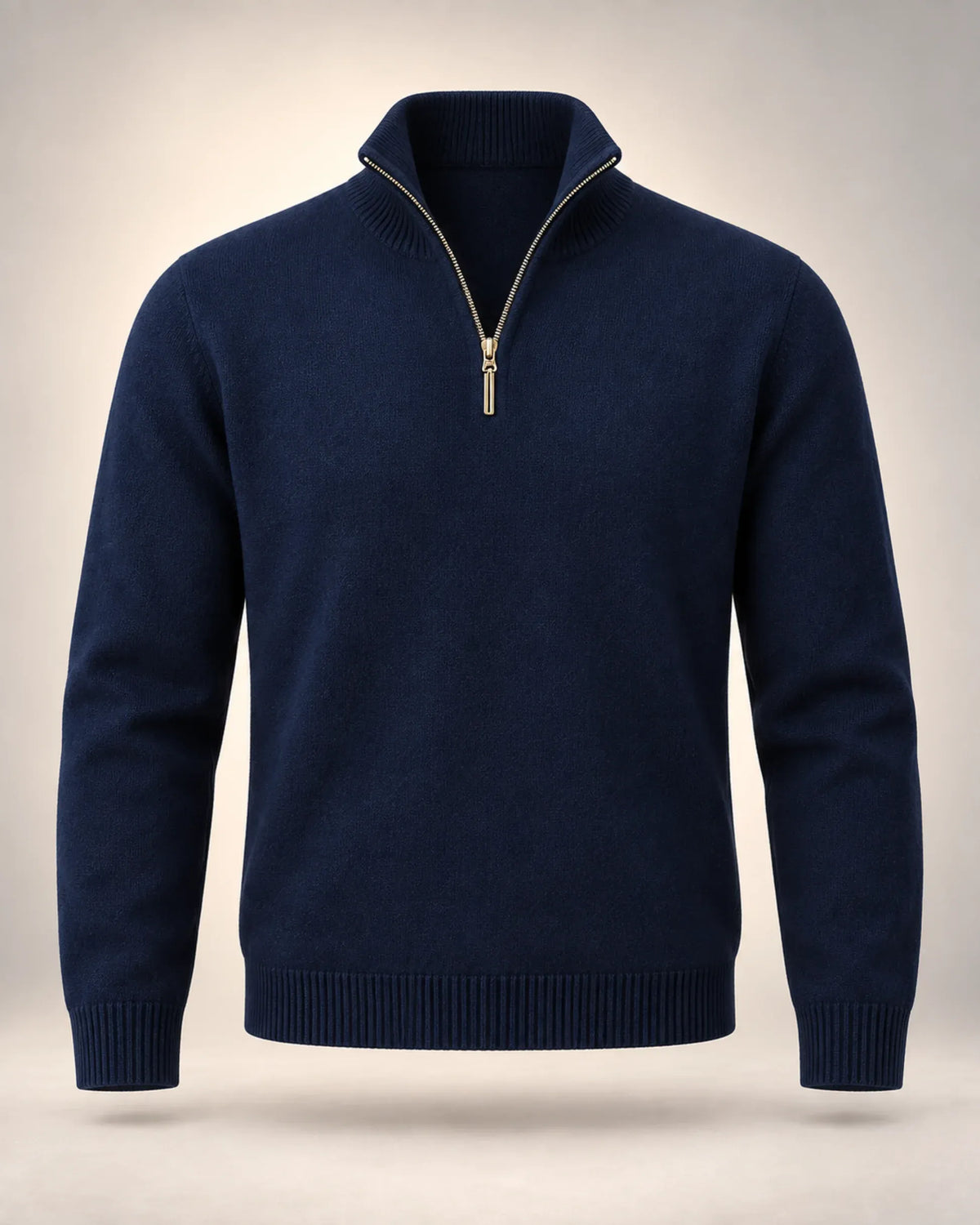 Men's Half-Zip Knitted Jumper with Stand Collar in navy