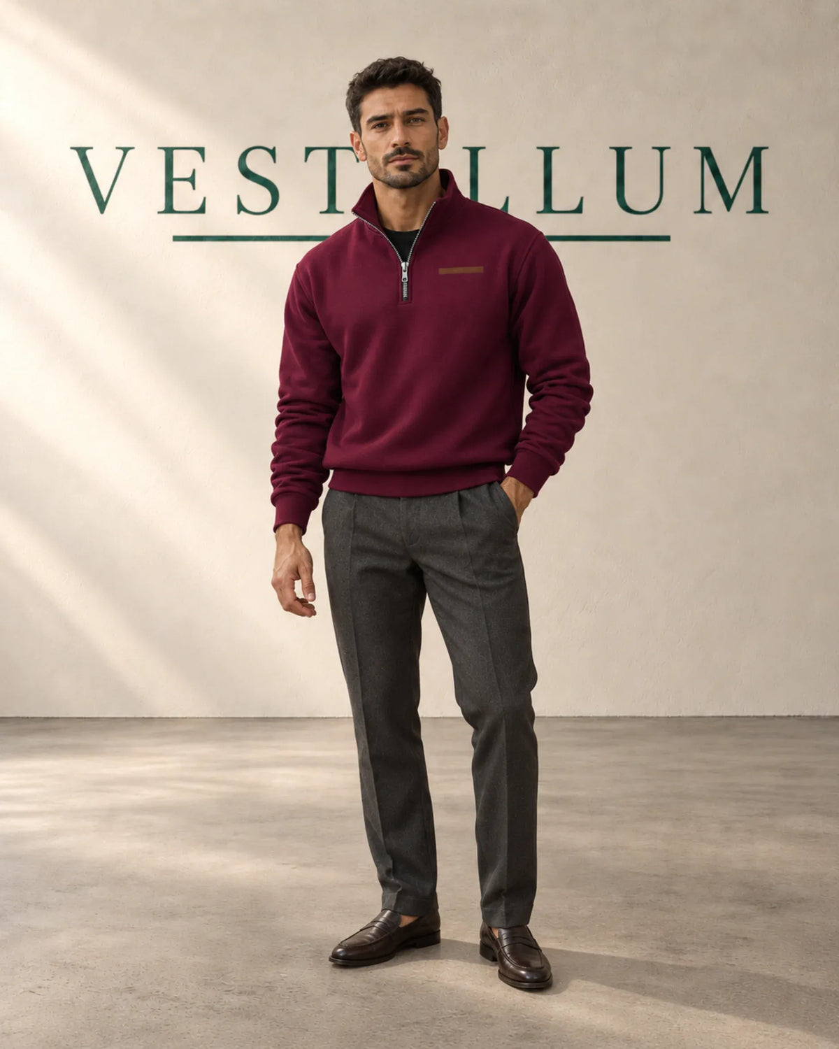Men's Heavyweight Fleece Half-Zip Sweatshirt, Relaxed Fit, product photo 3