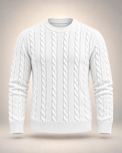 Men's Cable-Knit Crew Neck Jumper in the Clear colour option