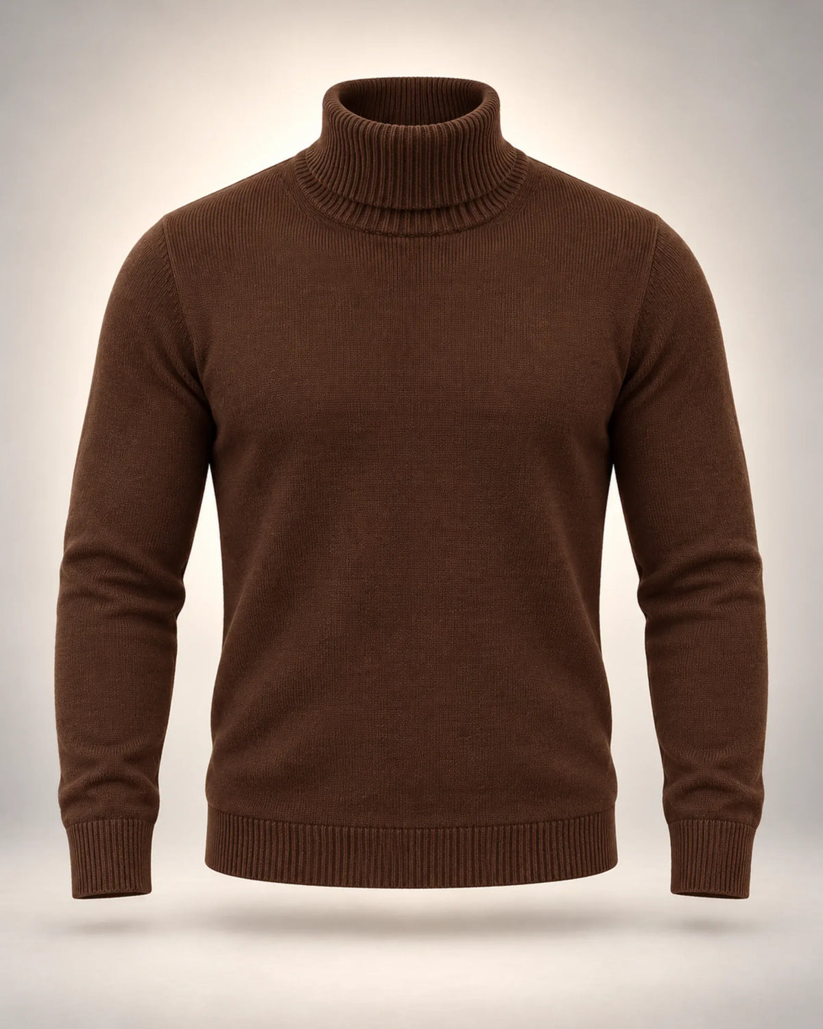 Men's High-Neck Fine Knit Jumper in brown