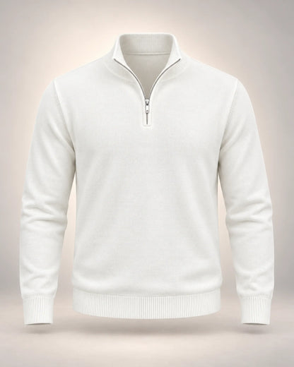 Men's Half-Zip Knitted Jumper with Stand Collar in the Clear colour option