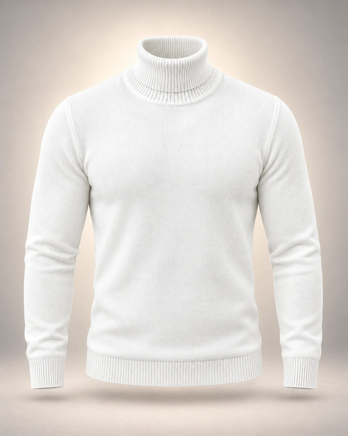 Men's High-Neck Fine Knit Jumper in white