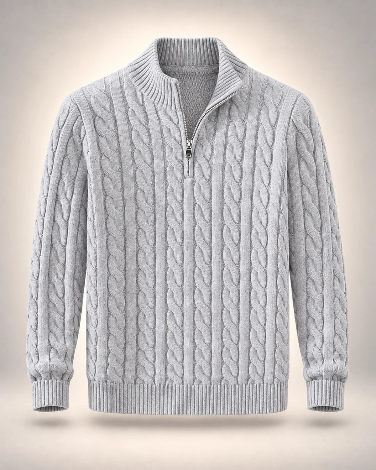 Men's Cable-Knit Half-Zip Jumper in grey