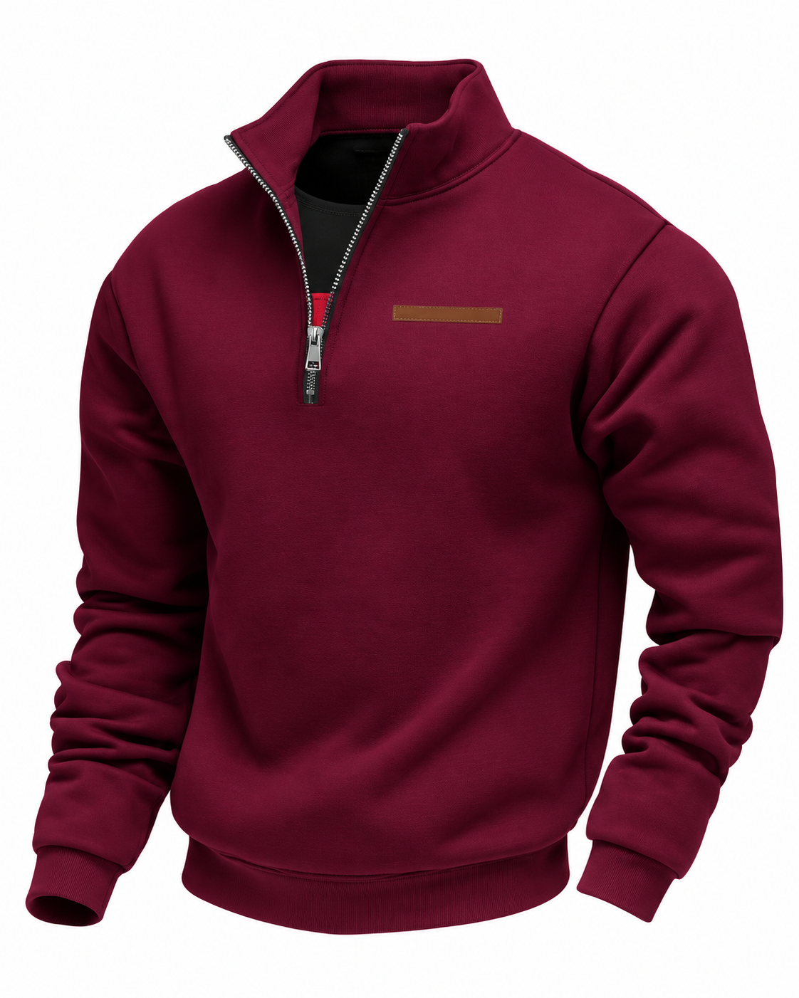Men's Heavyweight Fleece Half-Zip Sweatshirt, Relaxed Fit in burgundy