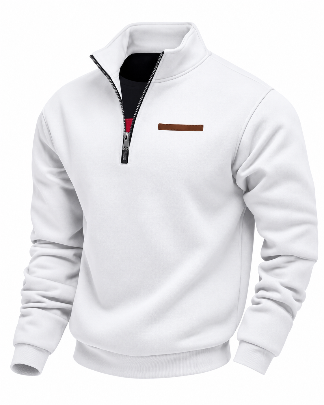 Men's Heavyweight Fleece Half-Zip Sweatshirt, Relaxed Fit in white