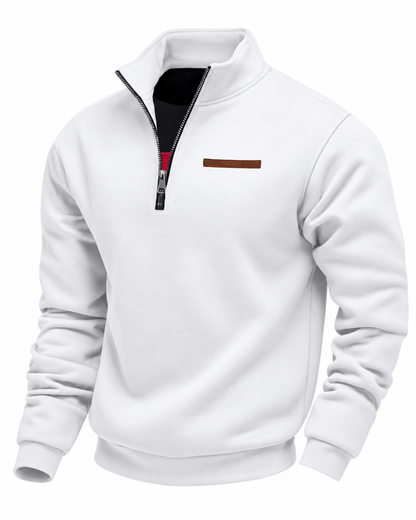 Men's Heavyweight Fleece Half-Zip Sweatshirt, Relaxed Fit in white