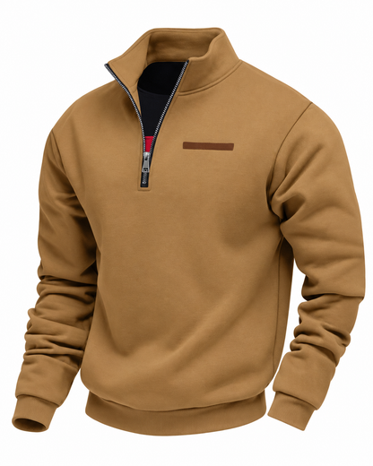 Men's Heavyweight Fleece Half-Zip Sweatshirt, Relaxed Fit in brown